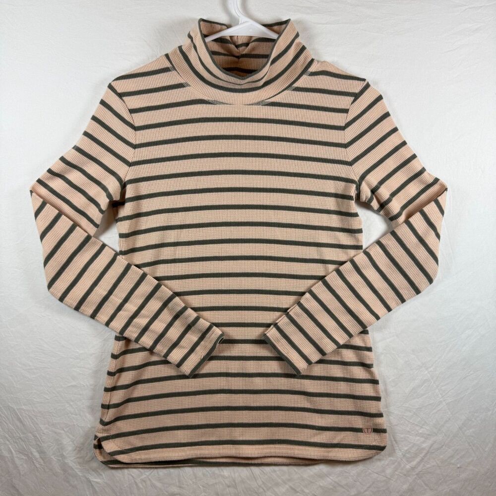 T by Talbots Striped Waffle Knit Mock Neck Top Size XS Long Sleeve